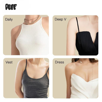 Puff Portable Push-up Sticky Bra Waterproof & Sweat-proof Reusable Washable Essential for Travel Women's Wear with Storage Board